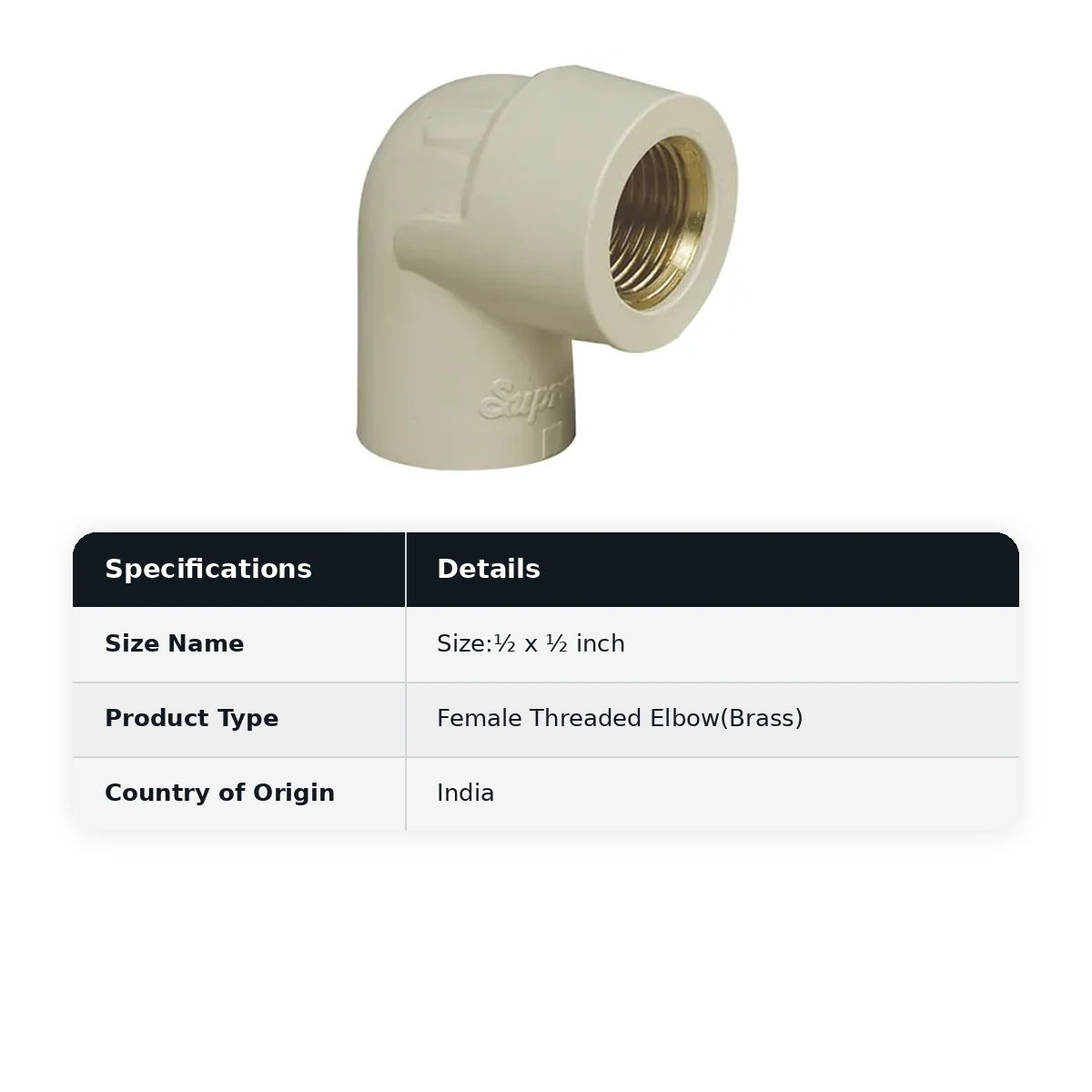 Supreme Lifeline CPVC Female Threaded Elbow(Brass), ½ x ½ inch