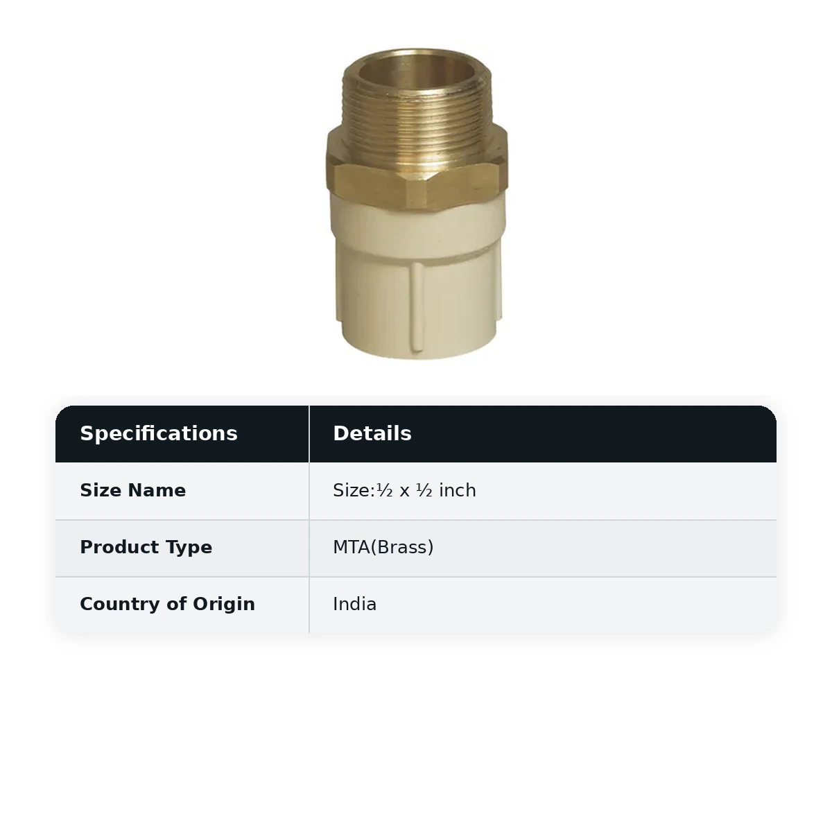Supreme Lifeline CPVC MTA(Brass), ½ x ½ inch - image 2