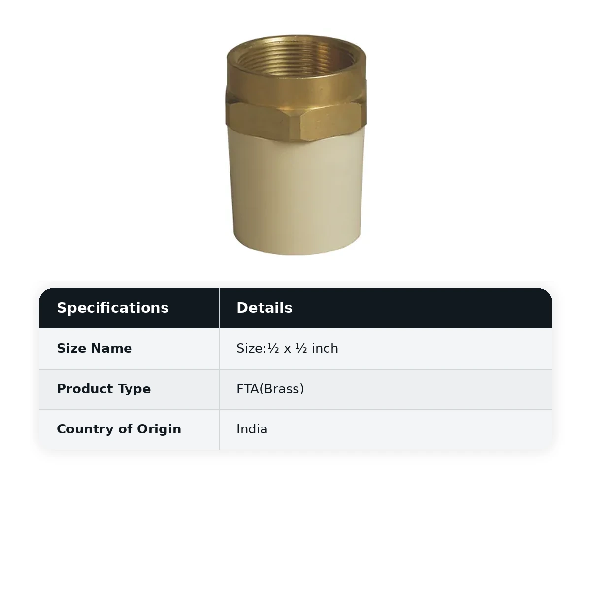 Supreme Lifeline CPVC FTA(Brass), ½ x ½ inch - image 2