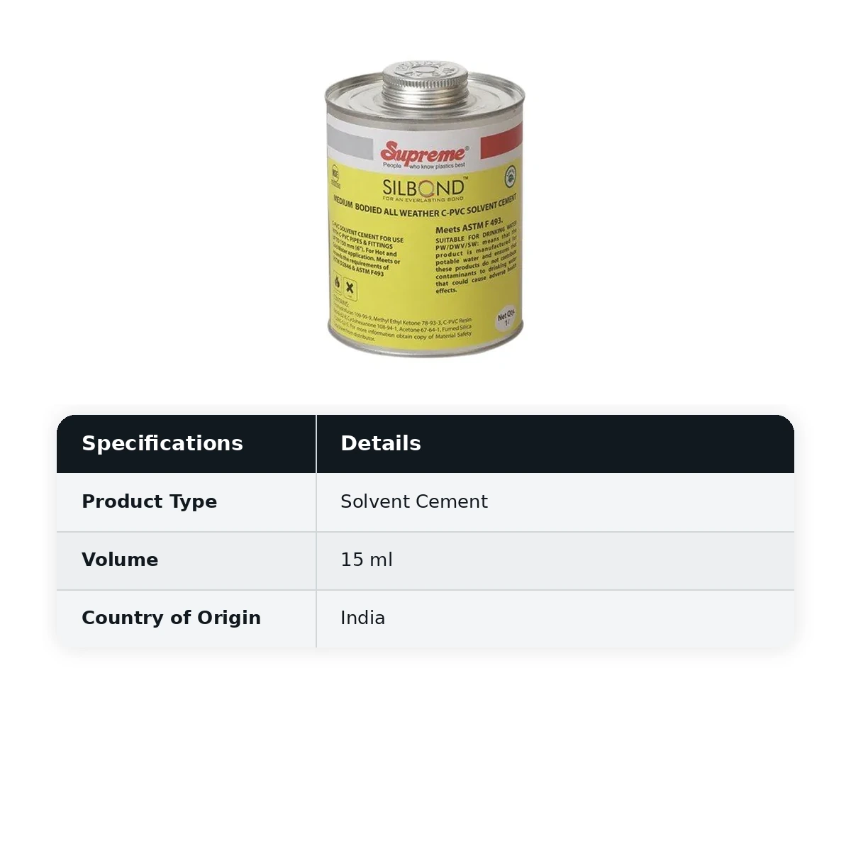 Supreme Lifeline CPVC Solvent Cement, 15ml - image 2