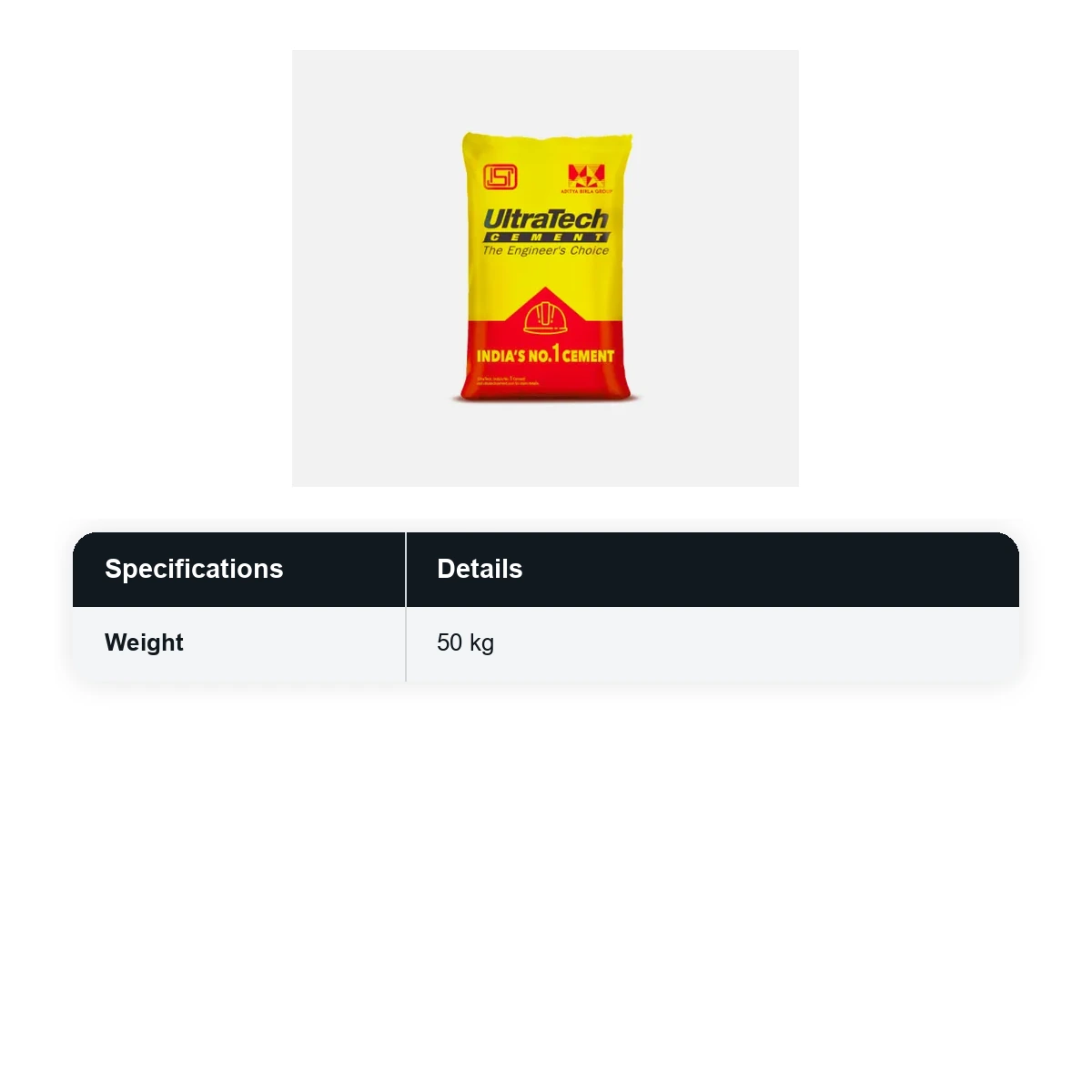 (50 Bags MOQ) Ultratech PPC Cement 50Kg Bag (50 Bags Multiple)